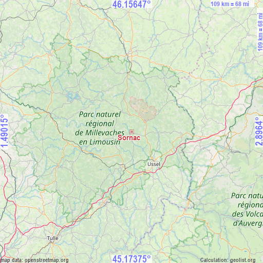 Sornac on map