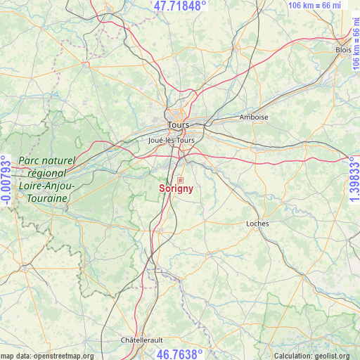 Sorigny on map