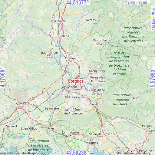 Sorgues on map