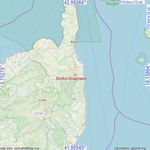 Sorbo-Ocagnano on map