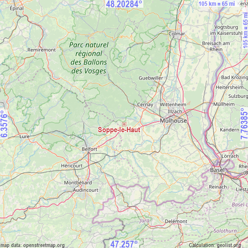 Soppe-le-Haut on map