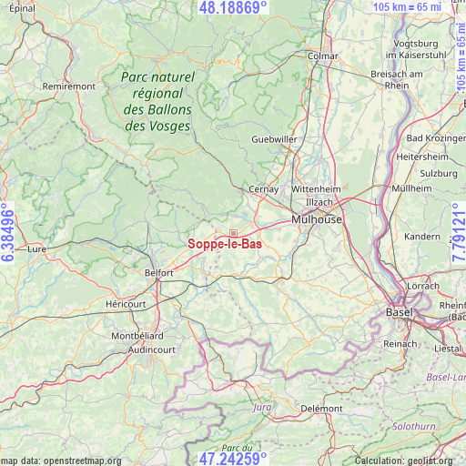 Soppe-le-Bas on map