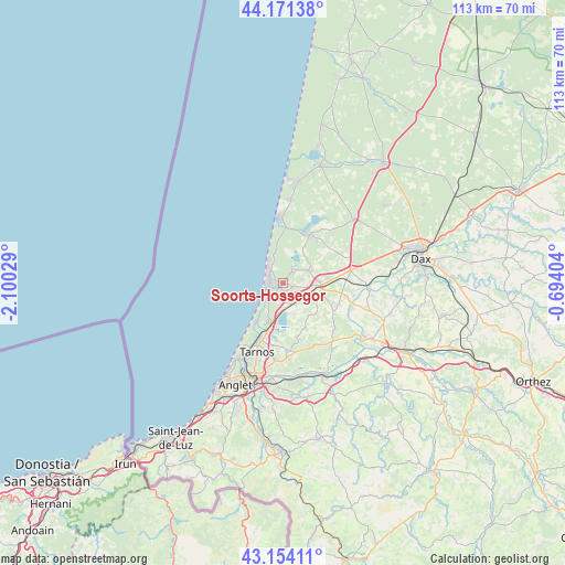 Soorts-Hossegor on map