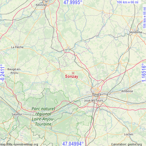 Sonzay on map