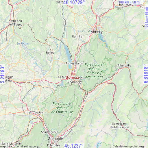 Sonnaz on map