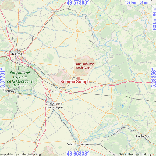 Somme-Suippe on map