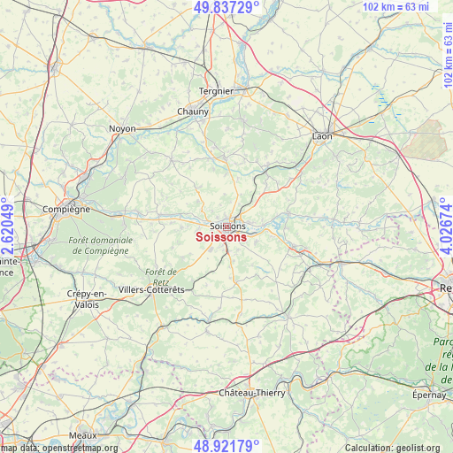 Soissons on map