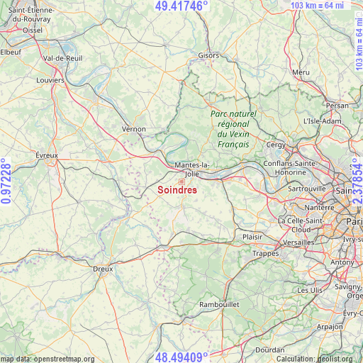Soindres on map