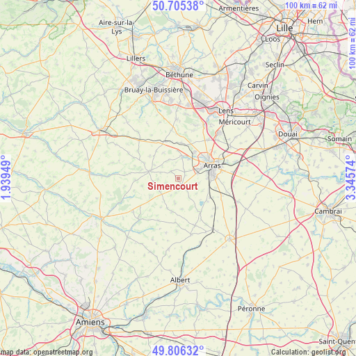 Simencourt on map