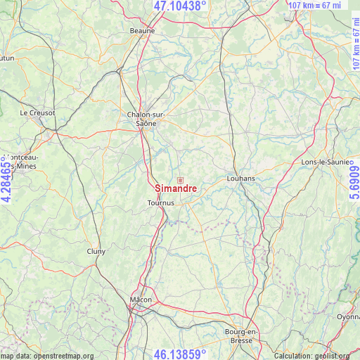 Simandre on map