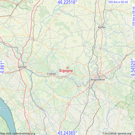 Sigogne on map