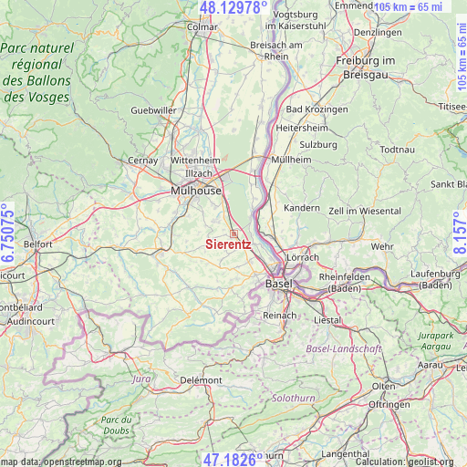 Sierentz on map