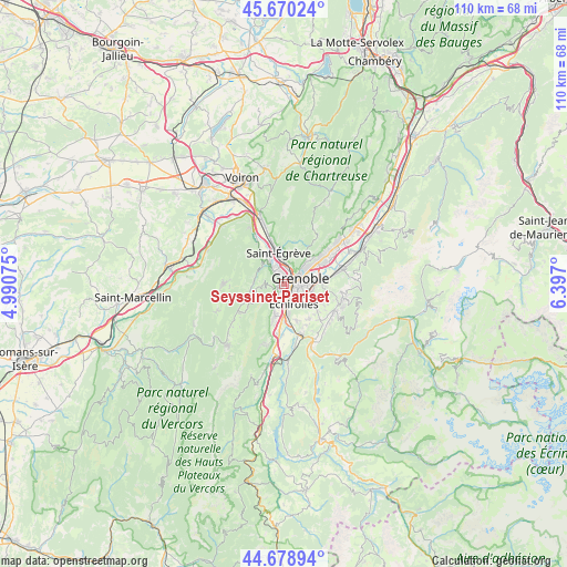 Seyssinet-Pariset on map