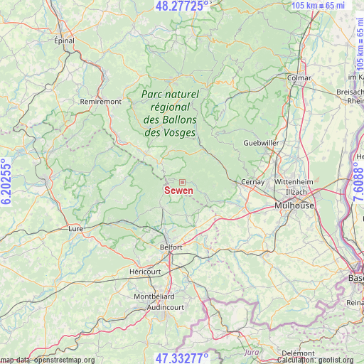 Sewen on map