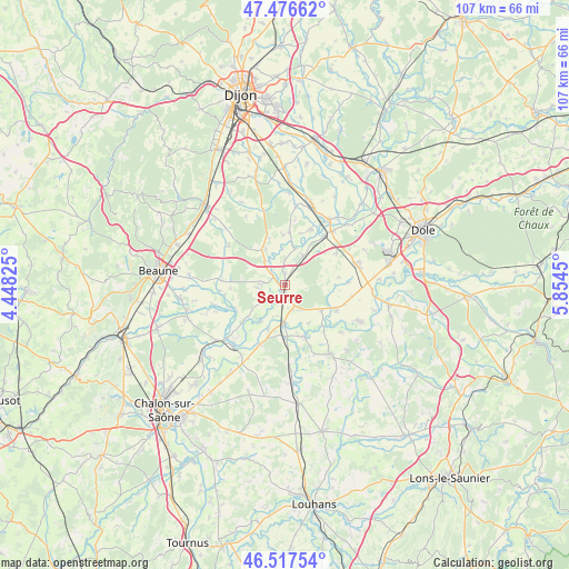 Seurre on map