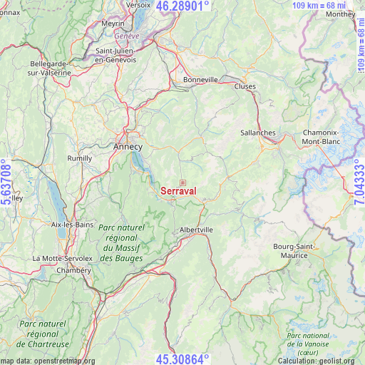 Serraval on map