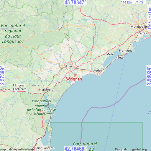 Sérignan on map