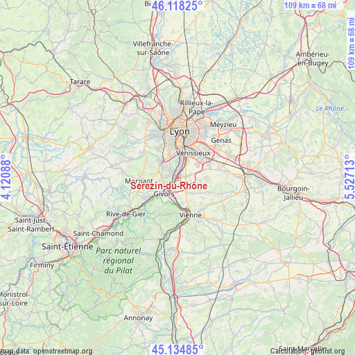 Sérézin-du-Rhône on map