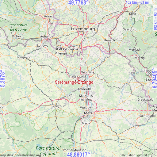 Serémange-Erzange on map