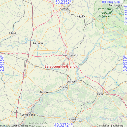 Seraucourt-le-Grand on map