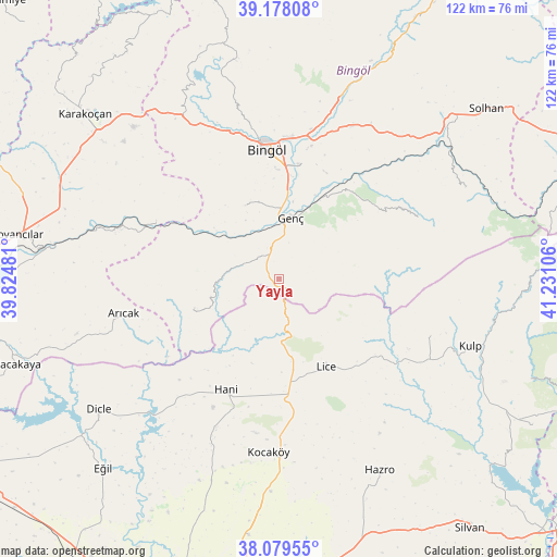 Yayla on map