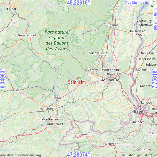 Sentheim on map