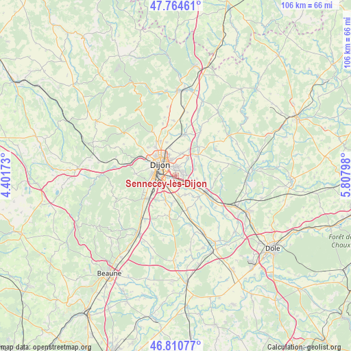 Sennecey-lès-Dijon on map