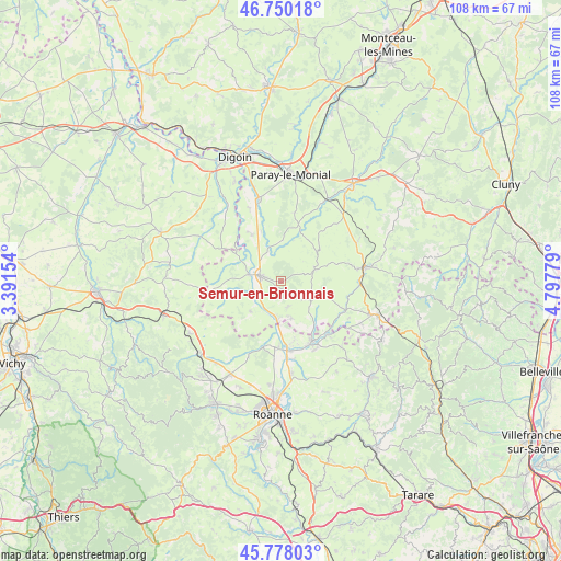 Semur-en-Brionnais on map