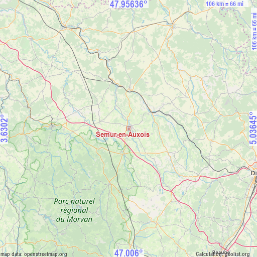 Semur-en-Auxois on map