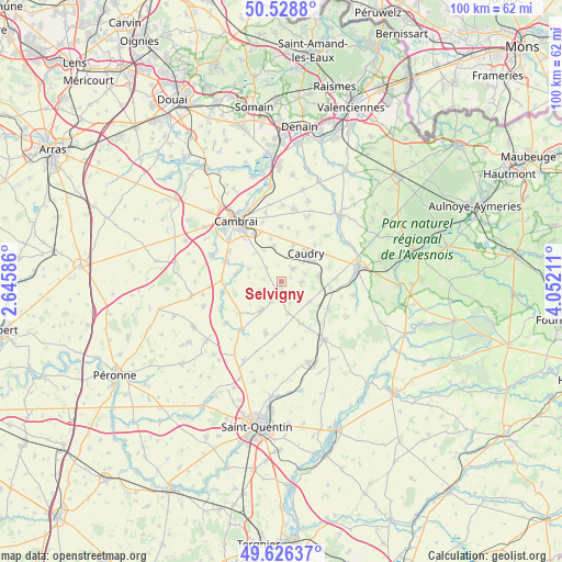 Selvigny on map