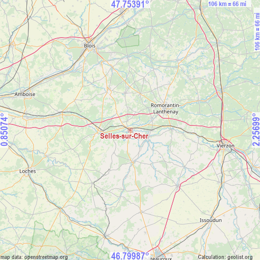 Selles-sur-Cher on map