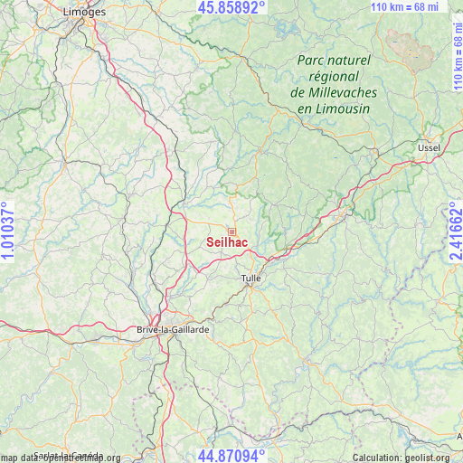 Seilhac on map