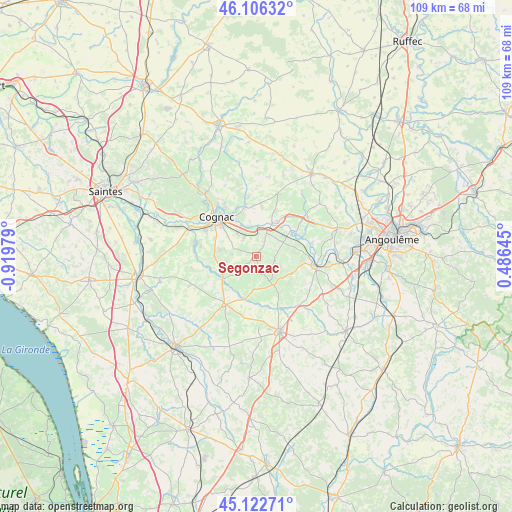 Segonzac on map