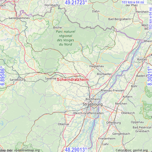 Schwindratzheim on map