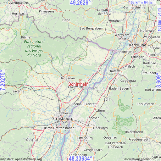 Schirrhein on map