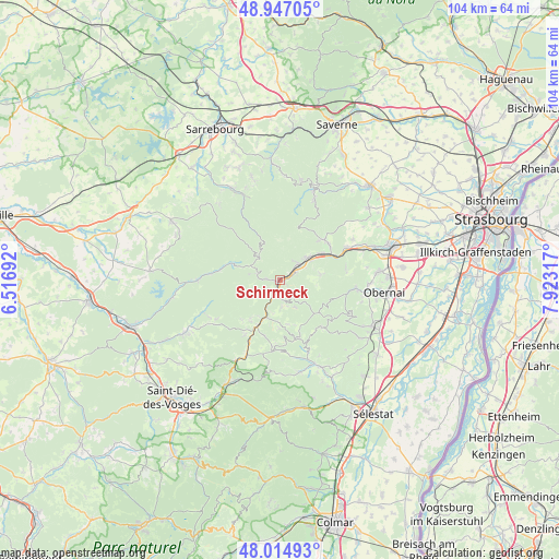 Schirmeck on map