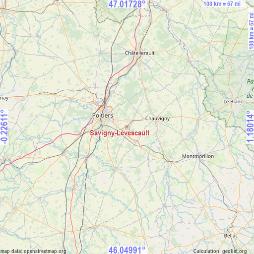 Savigny-Lévescault on map