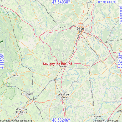 Savigny-lès-Beaune on map