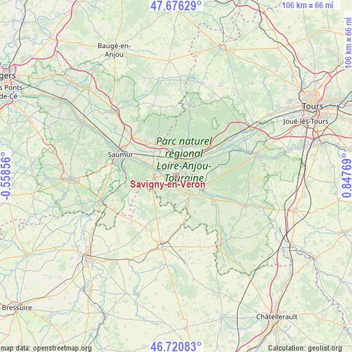 Savigny-en-Véron on map