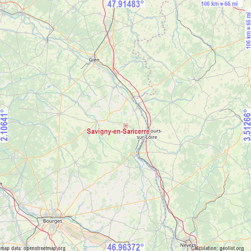 Savigny-en-Sancerre on map
