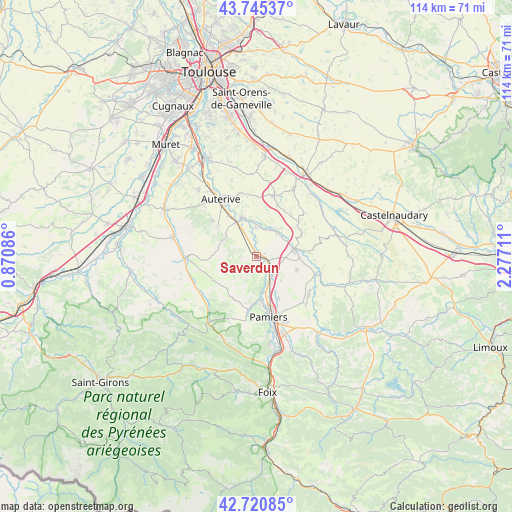 Saverdun on map