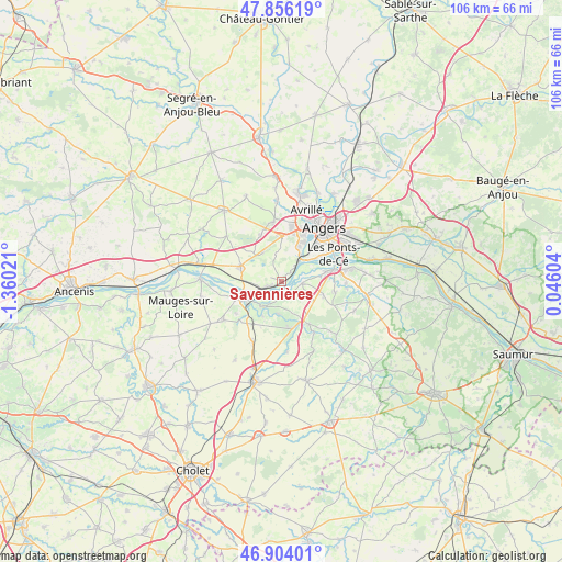 Savennières on map