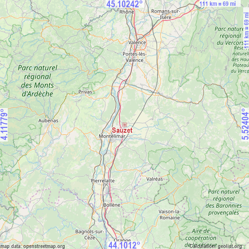 Sauzet on map