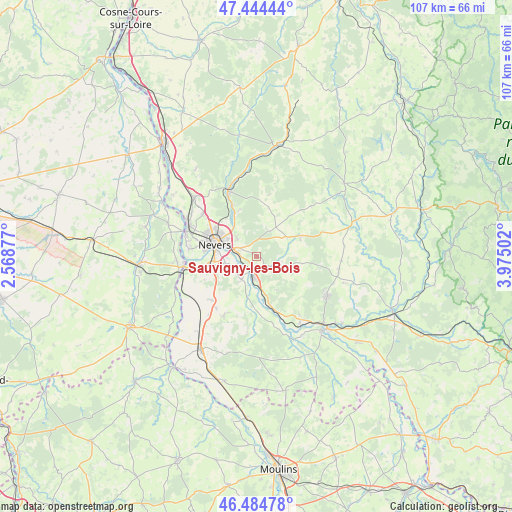 Sauvigny-les-Bois on map