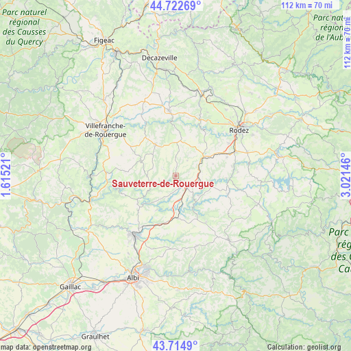 Sauveterre-de-Rouergue on map