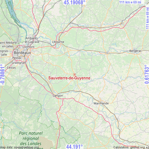 Sauveterre-de-Guyenne on map