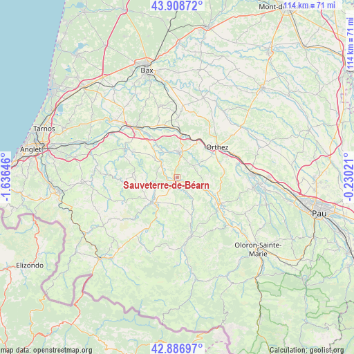 Sauveterre-de-Béarn on map