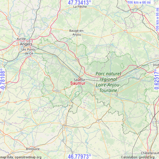 Saumur on map