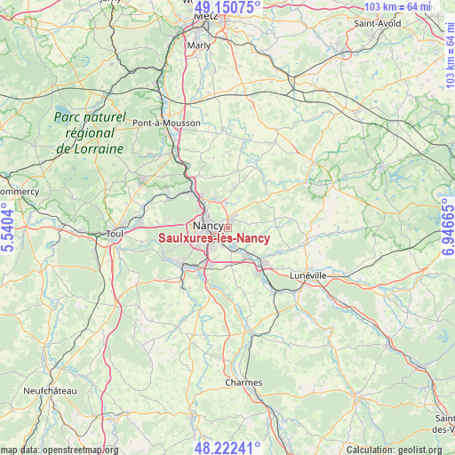 Saulxures-lès-Nancy on map