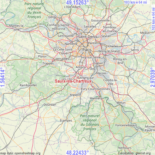 Saulx-les-Chartreux on map